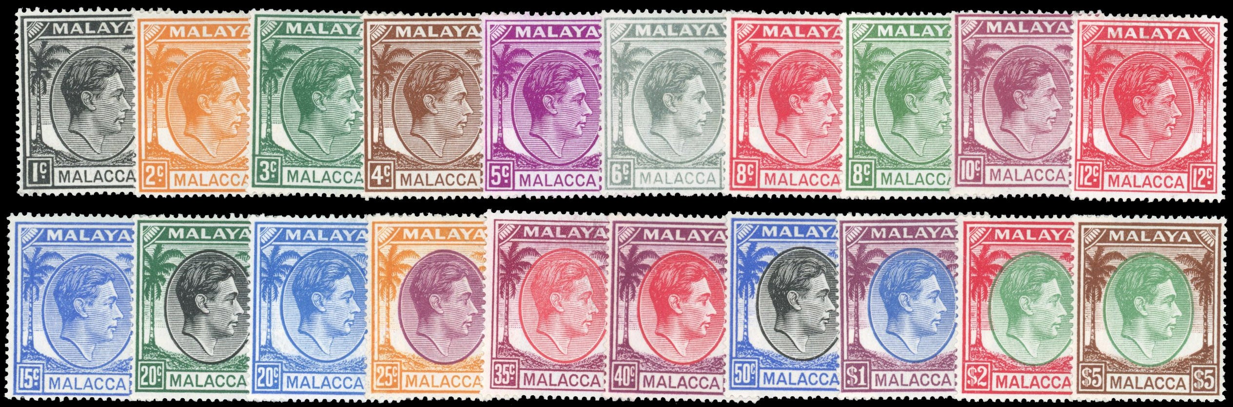 Malaya Malacca SG 3/17 Unmounted mint 1949-52 set of 20