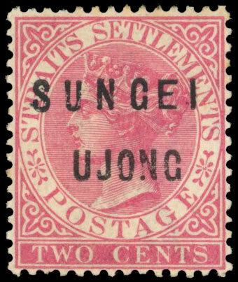 Malaya Sungei Ujong SG 32 Mint 1883-84 2c pale rose types 17+21 overprint