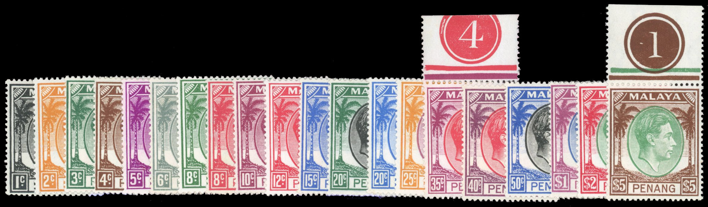 Malaya Penang SG 3/22 Unmounted mint 1949-52 KGVI set of 20 to $5