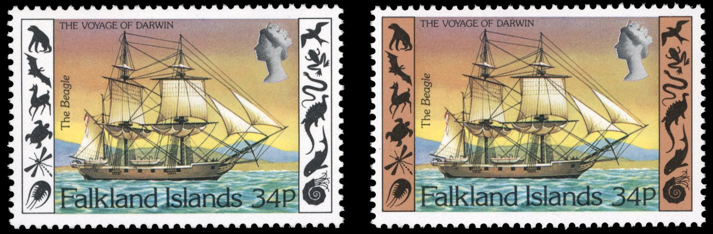 FALKLAND ISLANDS SG 425a Unmounted mint 1982 Darwin 32p error pale brown omitted