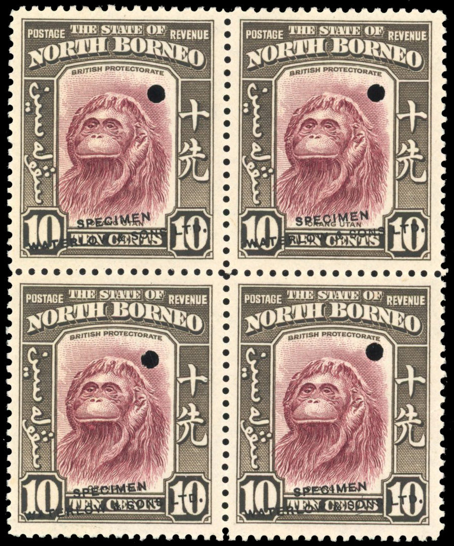 North Borneo SG 309 var 1939 10c Orangutan printer's sample