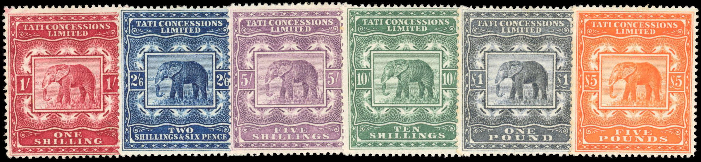 Bechuanaland 1896 Tati Concessions 1896 Elephant set of 6 to £5