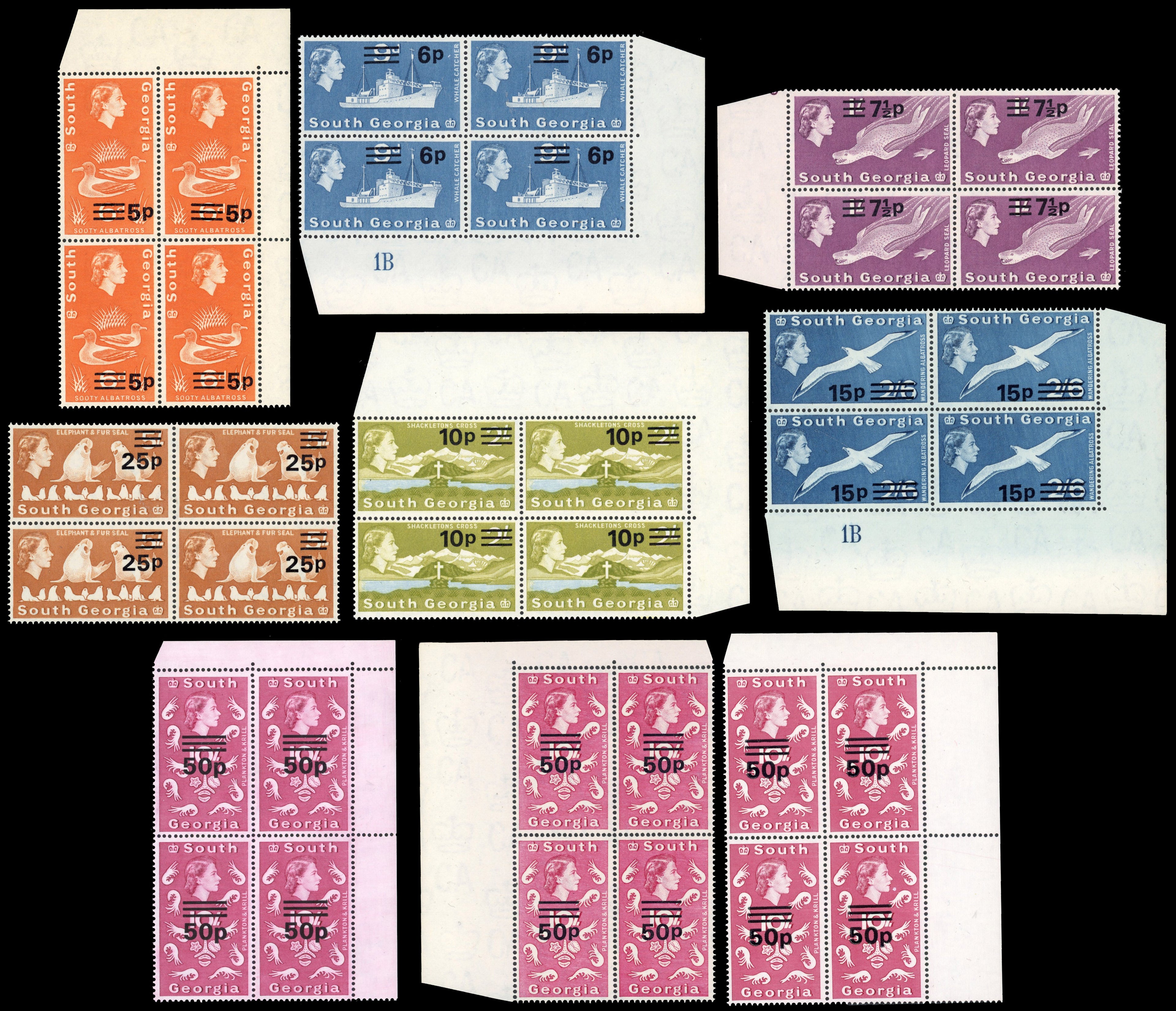 Falkland Islands Dependencies SG 18/31b Unmounted mint 1971-76 Decimal Currency surcharges
