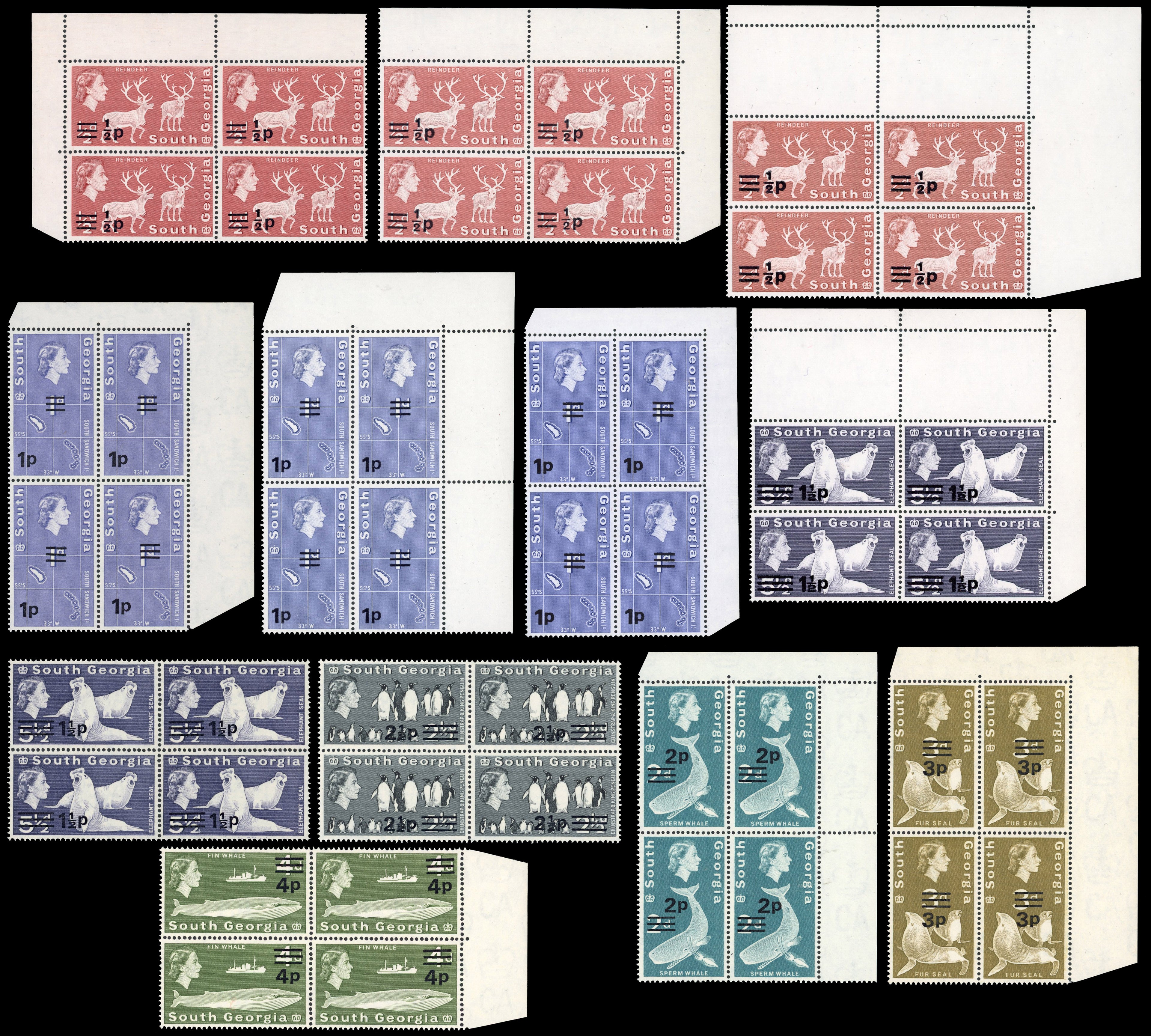Falkland Islands Dependencies SG 18/31b Unmounted mint 1971-76 Decimal Currency surcharges