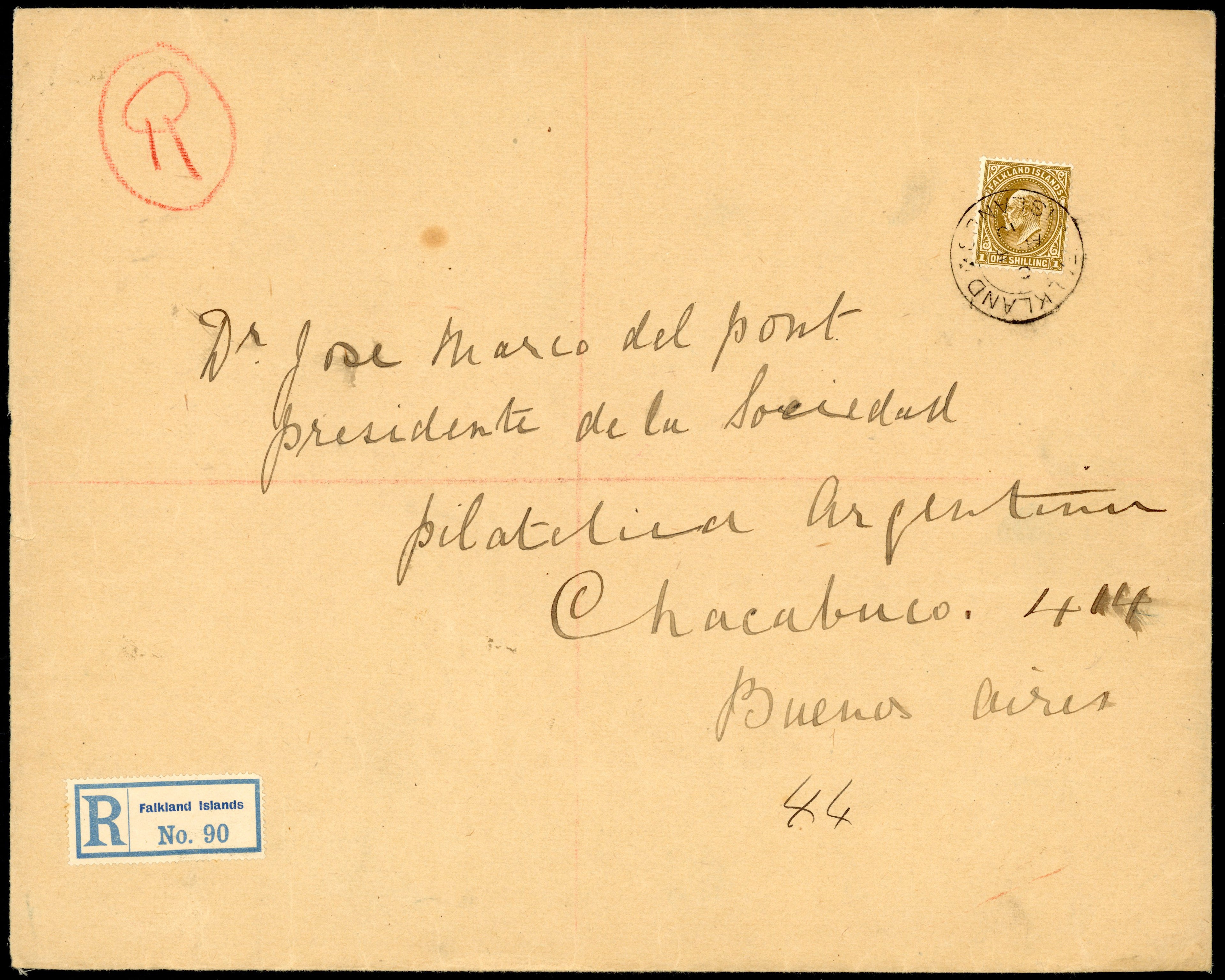 Falkland Islands SG 48 Mint 1904-12 KEVII 1s sheet and cover