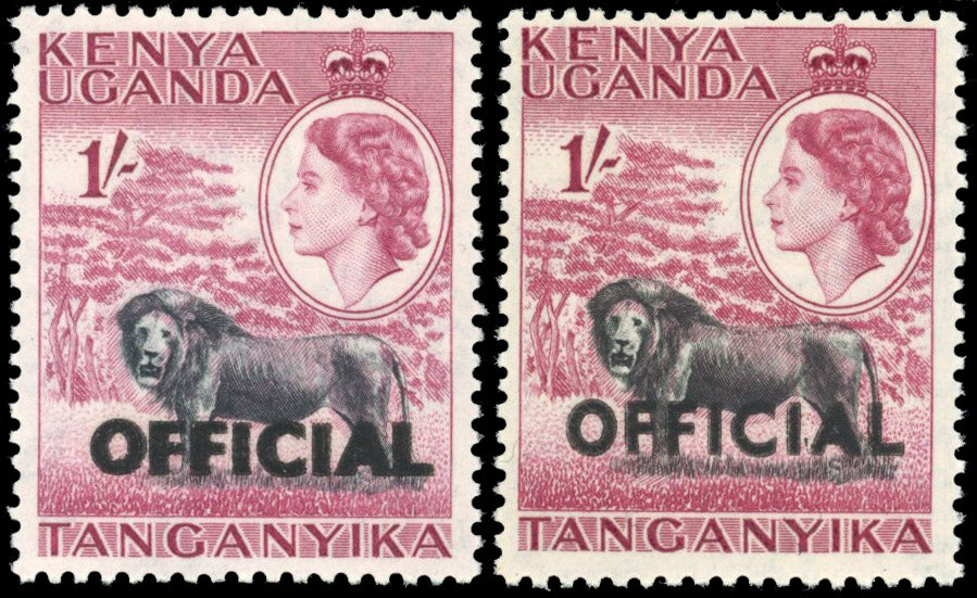 Kenya Uganda Tanganyika SG O7 var Unmounted mint 1959 Official 1s lion error overprint double