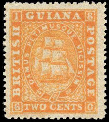 British Guiana SG 108 Mint 1875-76 2c orange perf 15