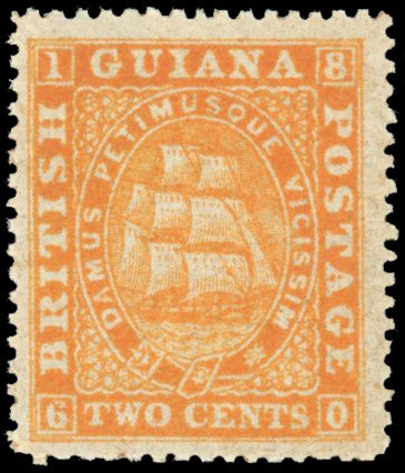 British Guiana SG 108 Mint 1875-76 2c orange perf 15