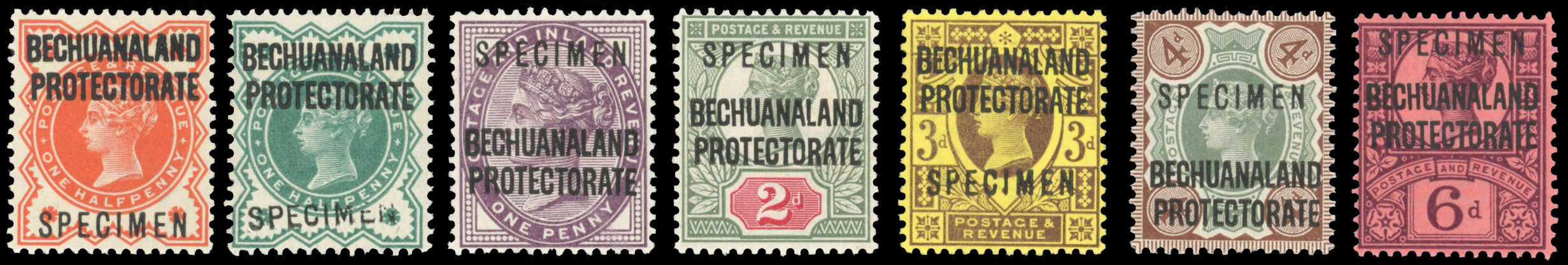 Bechuanaland SG 59s/65s Specimen 1897-1902 set of 7