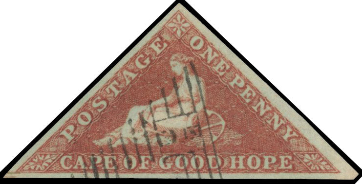 Cape of Good Hope SG 3 Used 1853 1d brick-red on slightly blued paper