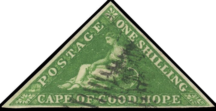 Cape of Good Hope SG 8 Used 1855-63 1s bright yellow-green