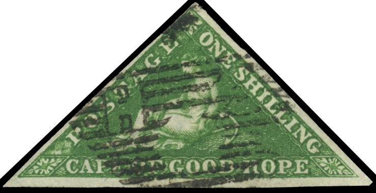 Cape of Good Hope SG 8 Used 1855-63 1s bright yellow-green