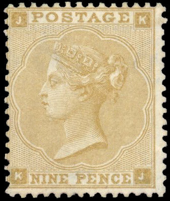 Great Britain SG 87 Mint 1862-64 9d straw watermark emblems