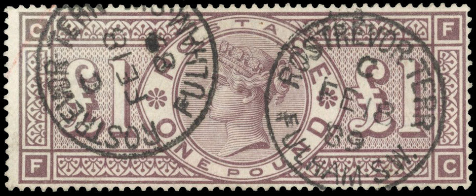 Great Britain SG 186 Used 1888 £1 brown-lilac watermark three orbs