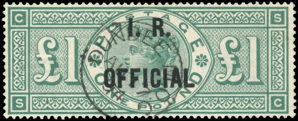 Great Britain SG O16 Used 1882-1901 Inland Revenue Official £1 green