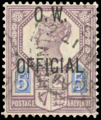 Great Britain SG O34 Used 1896-1902 Office of Works 5d dull purple and blue