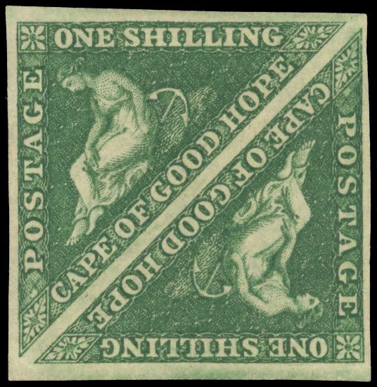 Cape of Good Hope SG 8b Mint 1855-63 1s deep dark green square pair