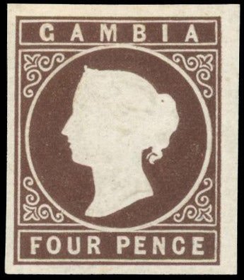 Gambia SG 1 Mint 1869-72 4d brown no watermark