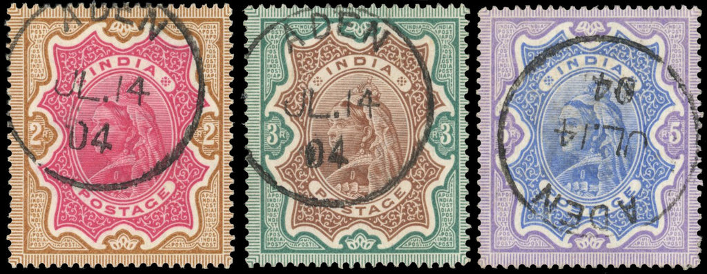 Aden SG Z61/63 Used 1892-97 India 2r, 3r, 5r