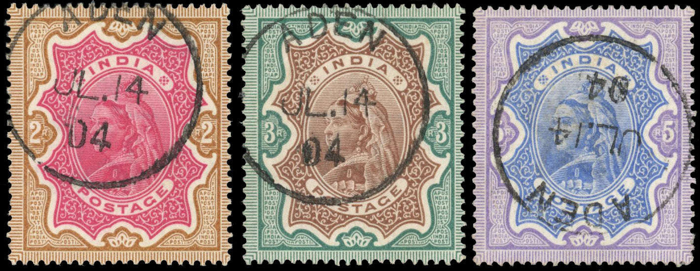 Aden SG Z61/63 Used 1892-97 India 2r, 3r, 5r