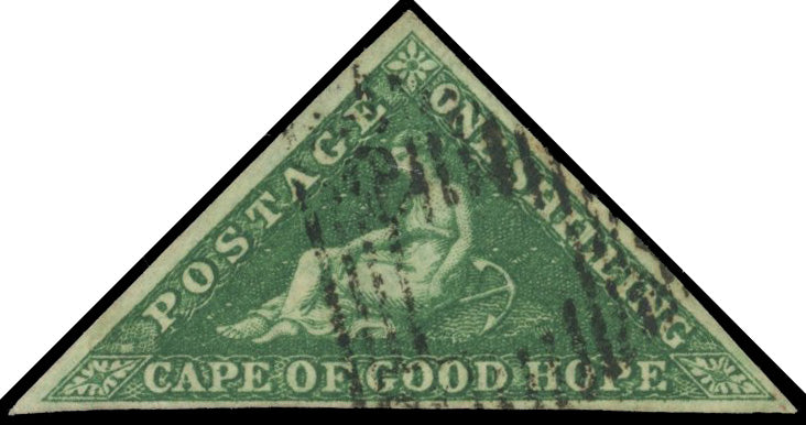 Cape of Good Hope SG 8b Used 1855-63 1s deep dark green