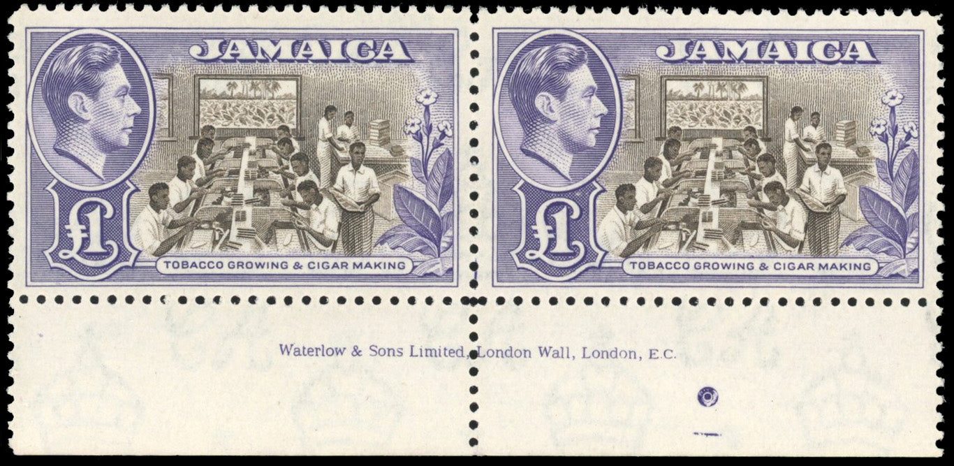 Jamaica SG 133b Unmounted mint 1938-52 £1 imprint pair