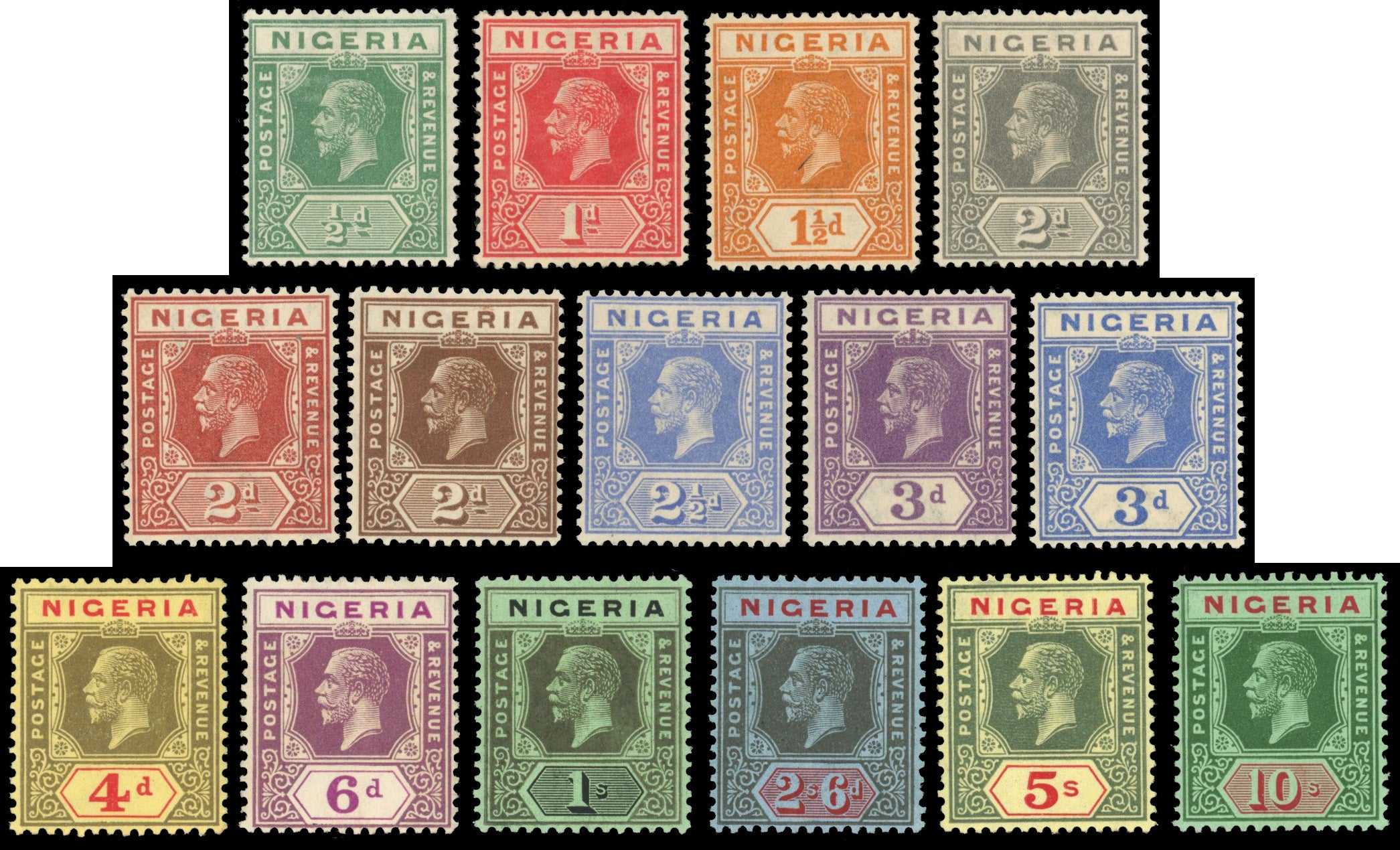 Nigeria SG 15/29 Mint 1921-32 set of 15 to 10s