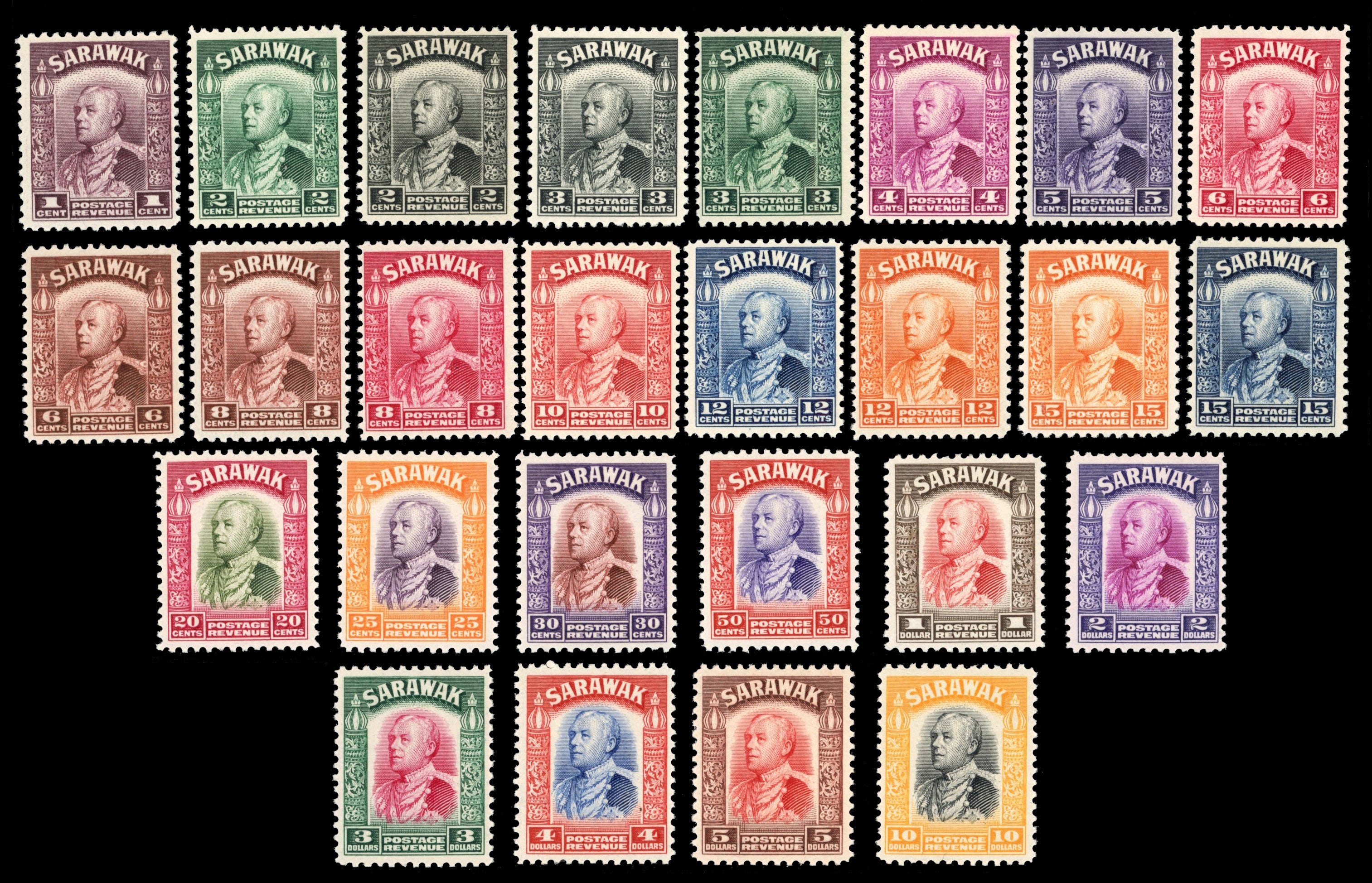 Sarawak SG 106/125 Mint 1934-41 set of 26 to $10