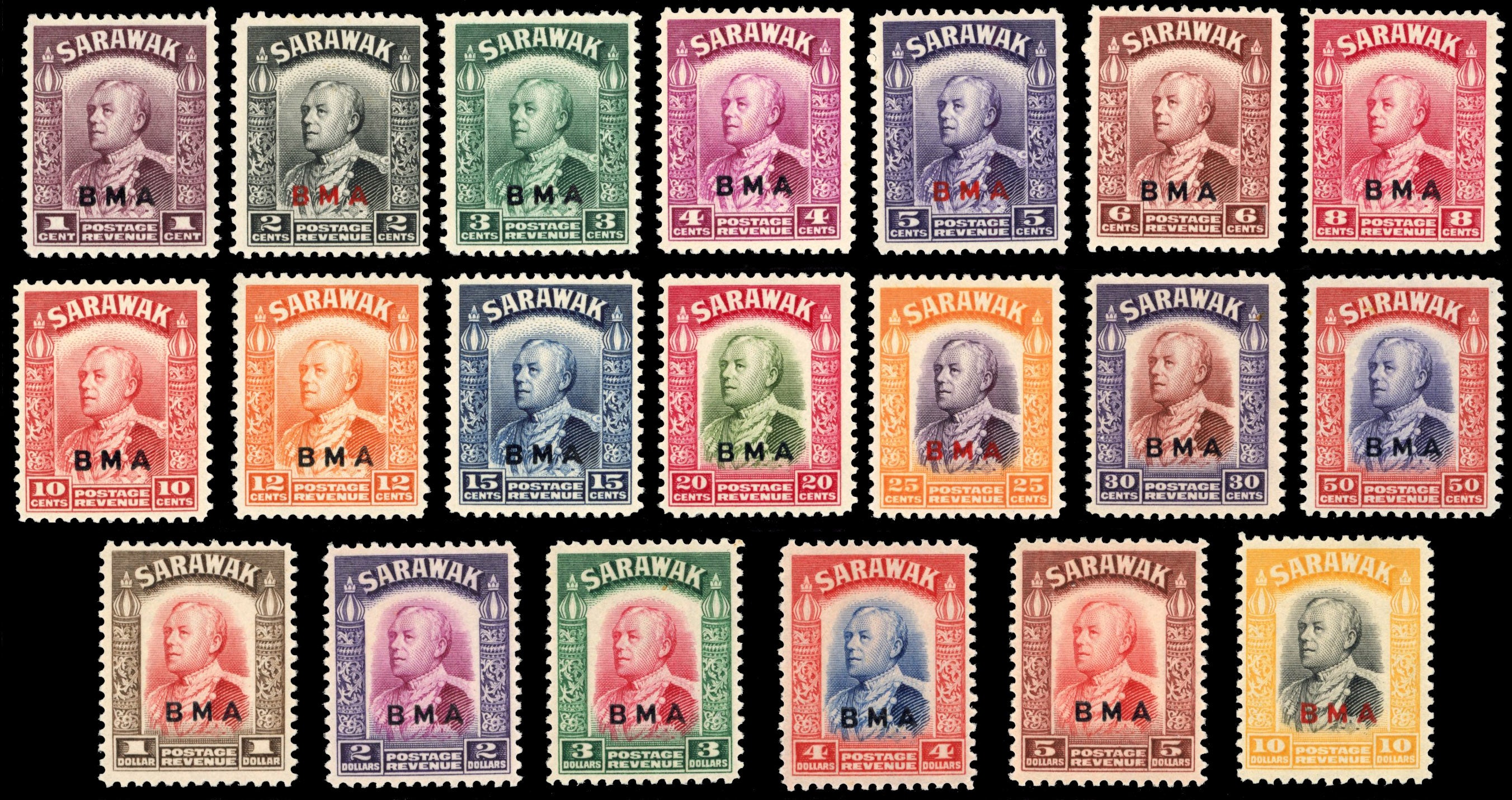 Sarawak SG 126/145 Unmounted Mint 1945 BMA set of 20 to $10