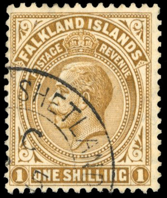 Falkland Islands Dependencies SG Z147 Cancel 1921-28 1s deep ochre used in South Shetlands