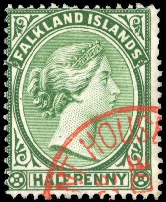 Falkland Islands SG 17b Cancel 1891-1902 ½d yellow-green used with Government House cds