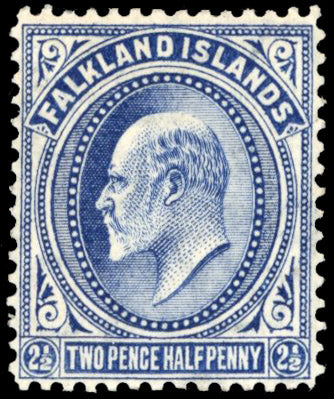 Falkland Islands SG 46b Mint 1904-12 2½d deep blue