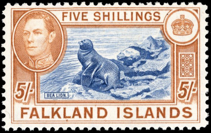 Falkland Islands SG 161a Unmounted Mint 1938-50 5s indigo and pale yellow-brown