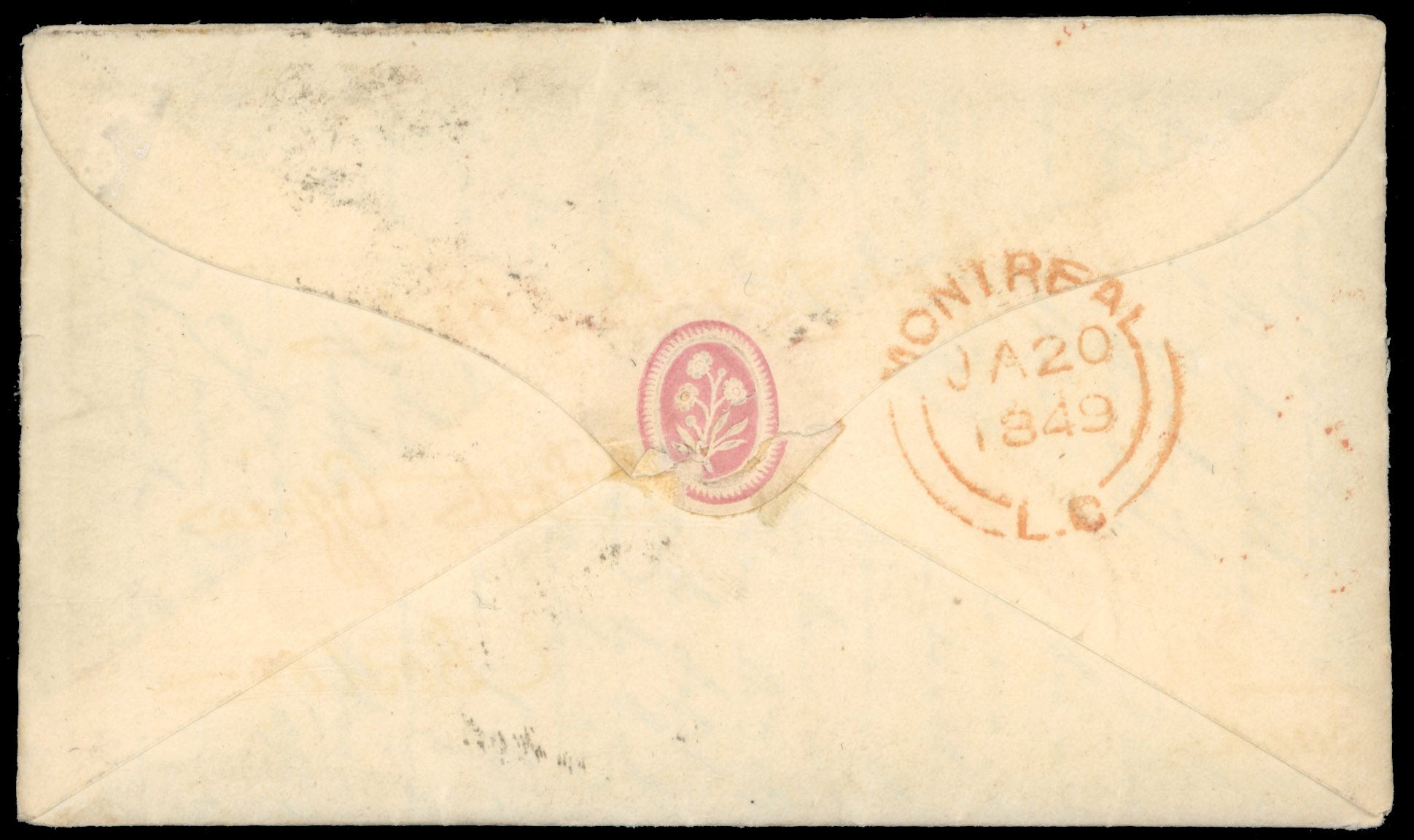 Newfoundland SG CC1 1849 cover from Quebec to Boston