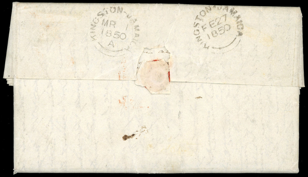 Jamaica 1850 cover from Mandeville to USA with JAMAICA SHIP LETTER handstamp