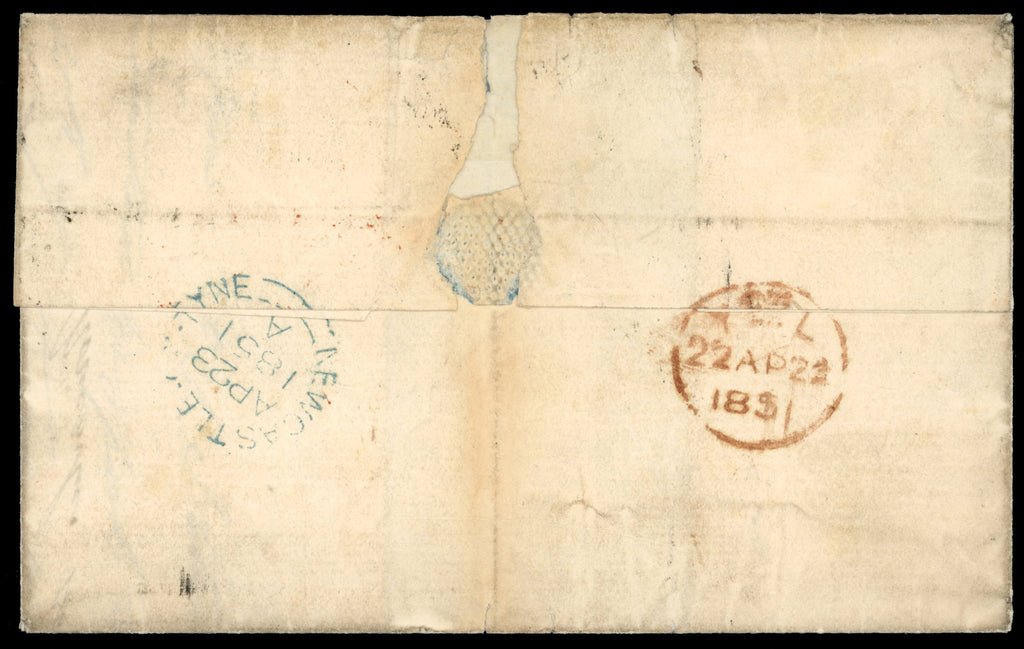 New South Wales SG 42 1850 wrapper to England with 1850-51 Sydney View 3d yellow-green