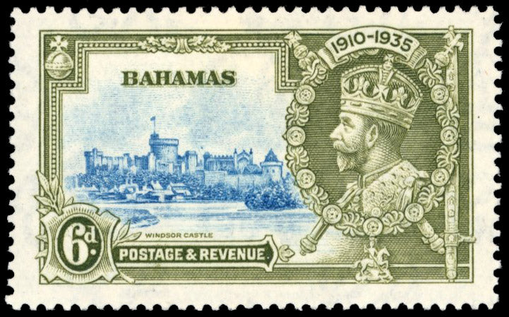 Bahamas SG 143g Mint 1935 Silver Jubilee 6d variety Dot to left of chapel