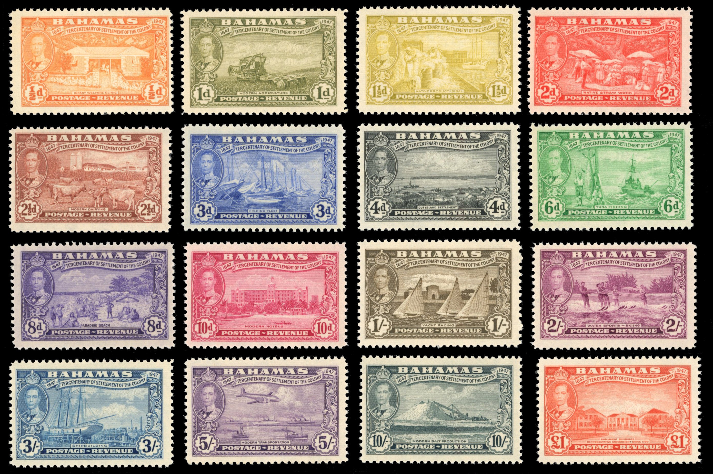 Bahamas SG 178/93 Unmounted Mint 1948 Eleuthera set of 16 to £1