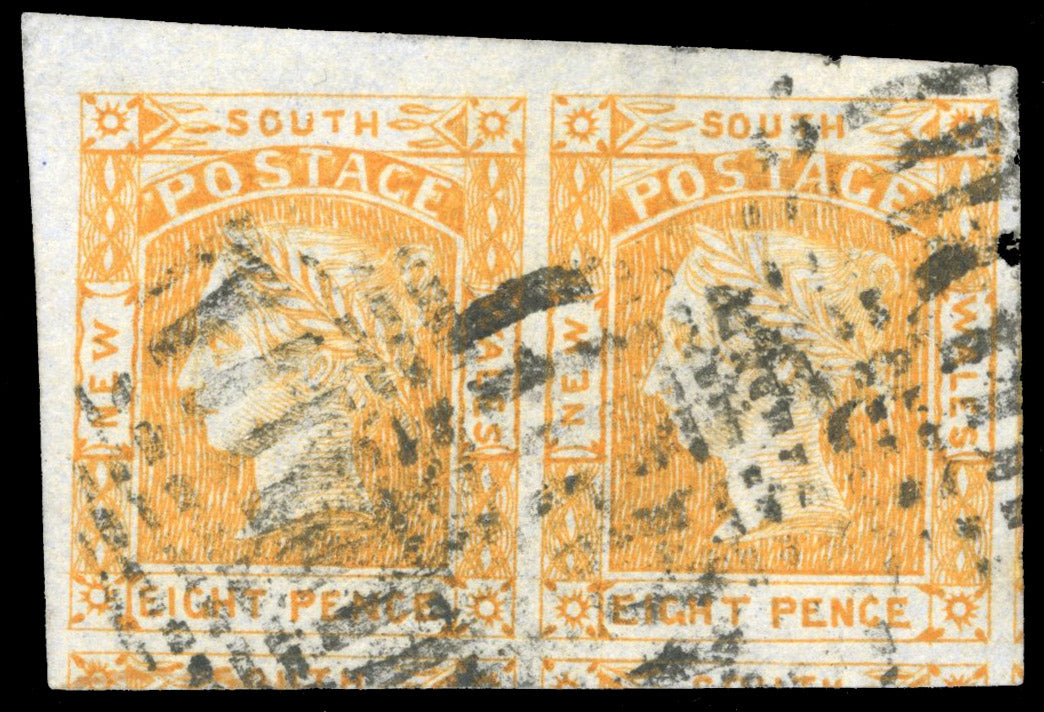 New South Wales SG 81 Laureate 8d orange used pair