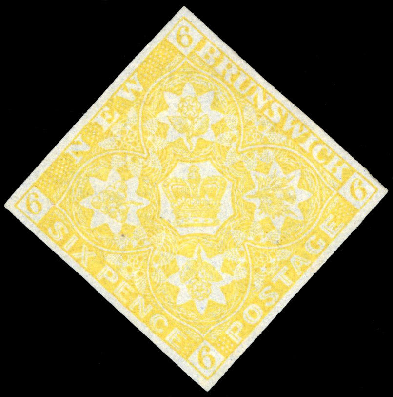 New Brunswick SG 4 Mint 1851-60 6d olive-yellow on blue paper