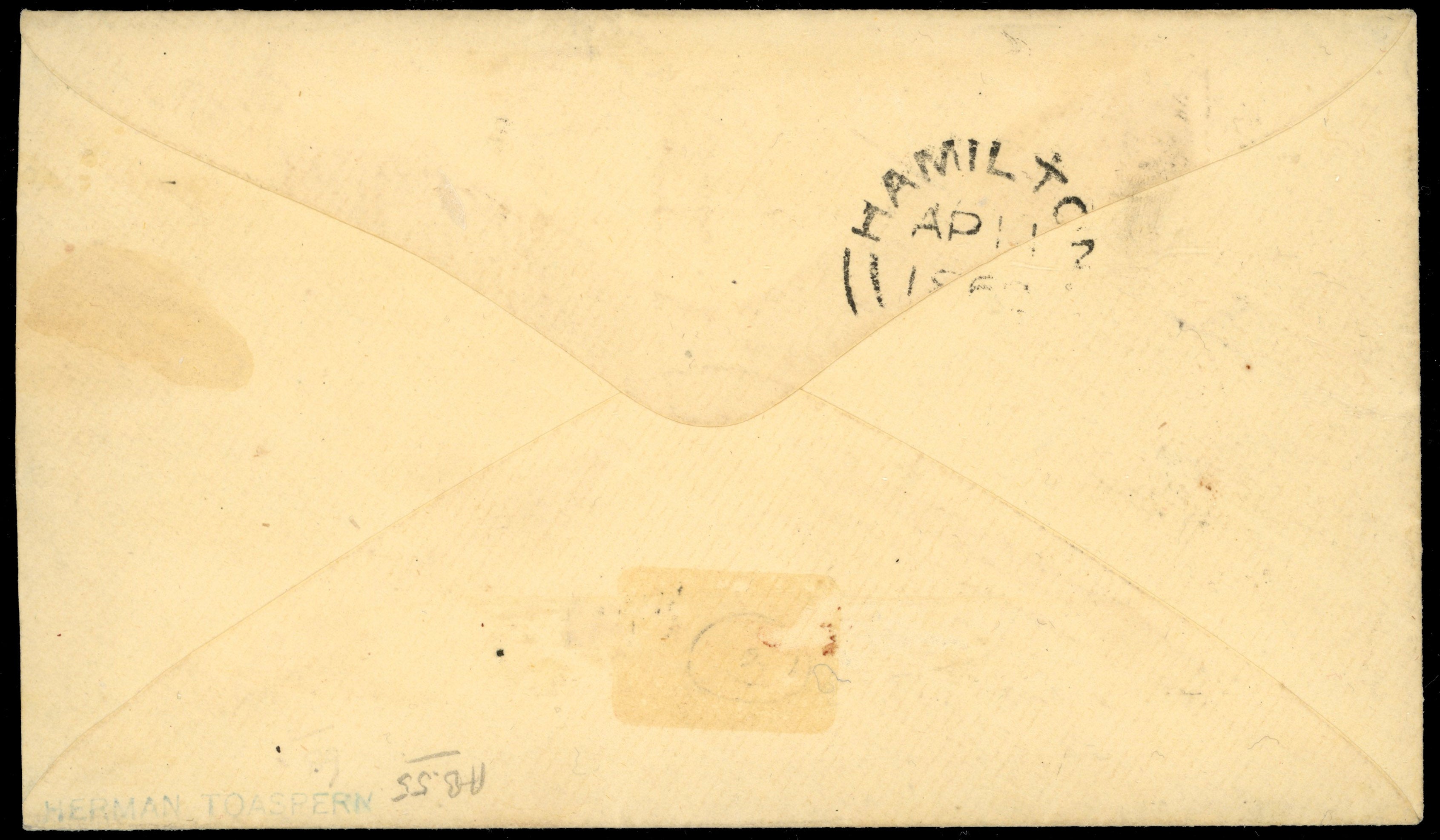 Canada SG 36 1862 cover to New York with 1859 10c brown