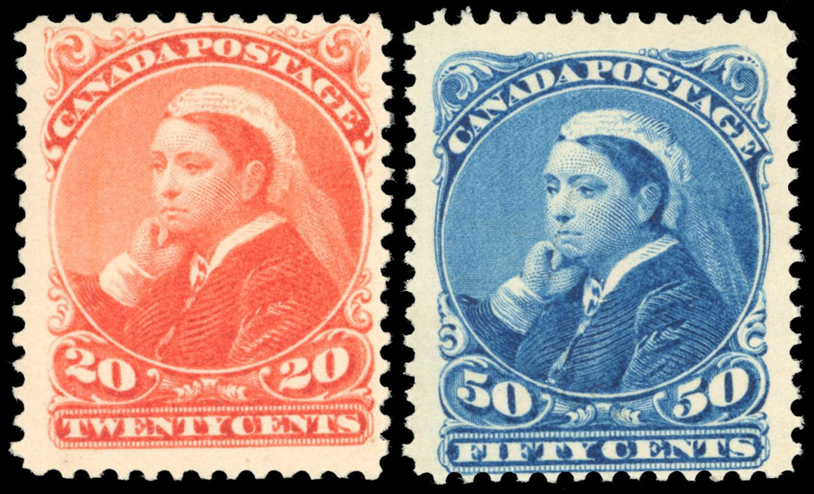 Canada SG 115/116 Mint 1893 20c vermilion and 50c blue