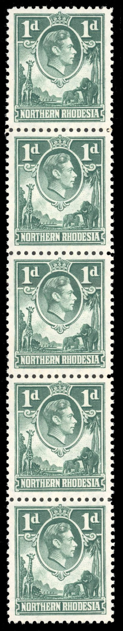 Northern Rhodesia SG 28a Unmounted Mint 1938-51 1d green variety Extra boatman