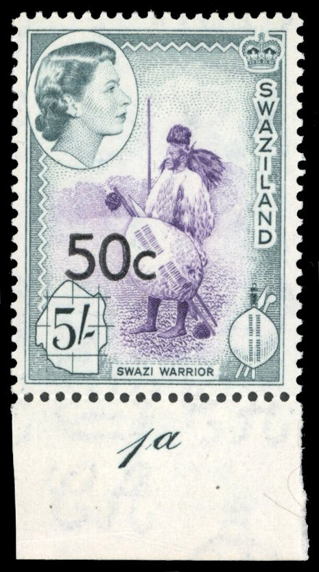 Swaziland SG 75b Unmounted Mint 1961 50c on 5s type III surcharge