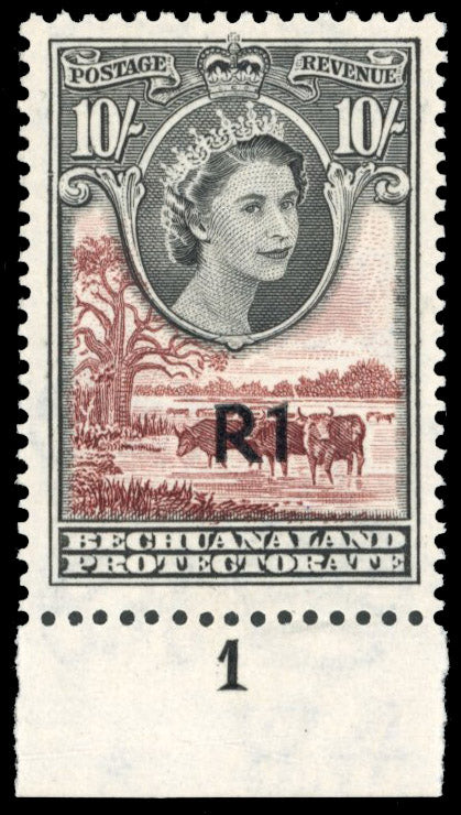 Bechuanaland SG 167 Unmounted Mint 1961 1r on 10s type I surcharge
