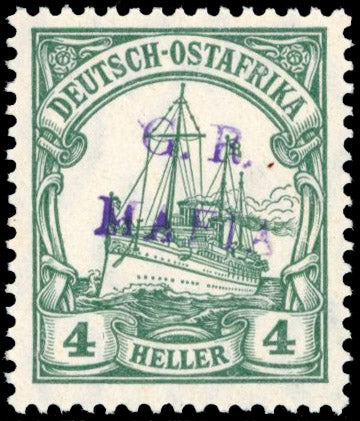 Mafia Island SG M2C Unmounted Mint 4h green handstamp in reddish violet
