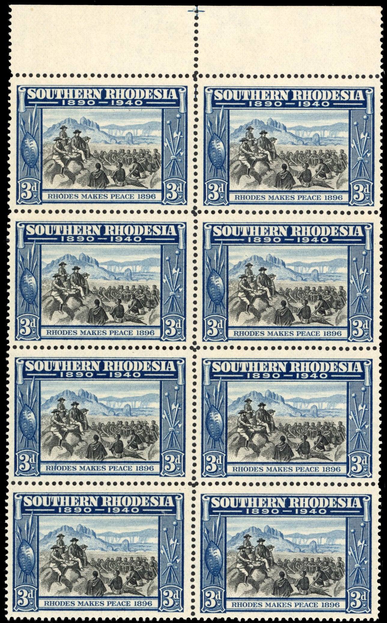 Southern Rhodesia SG 57b Unmounted Mint 1940 BSAC Golden Jubilee 3d variety Smoke Signal