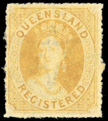 Queensland SG 20 Mint 1860-61 Registered (6d) orange-yellow