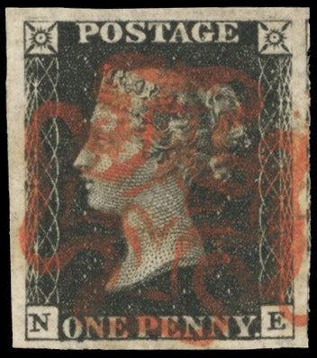 Great Britain SG 2 Used 1840 1d black plate 5 lettered NE