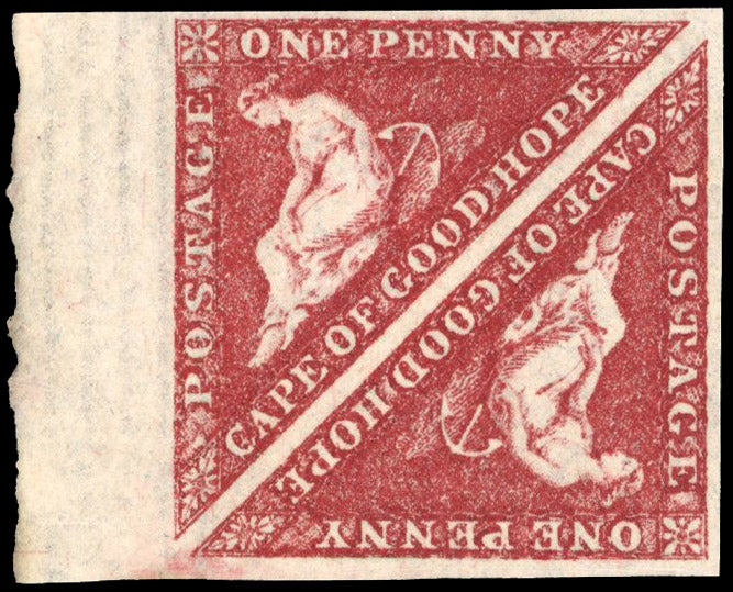 Cape of Good Hope SG 18 Mint 1863-64 1d deep carmine-red DLR printing pair